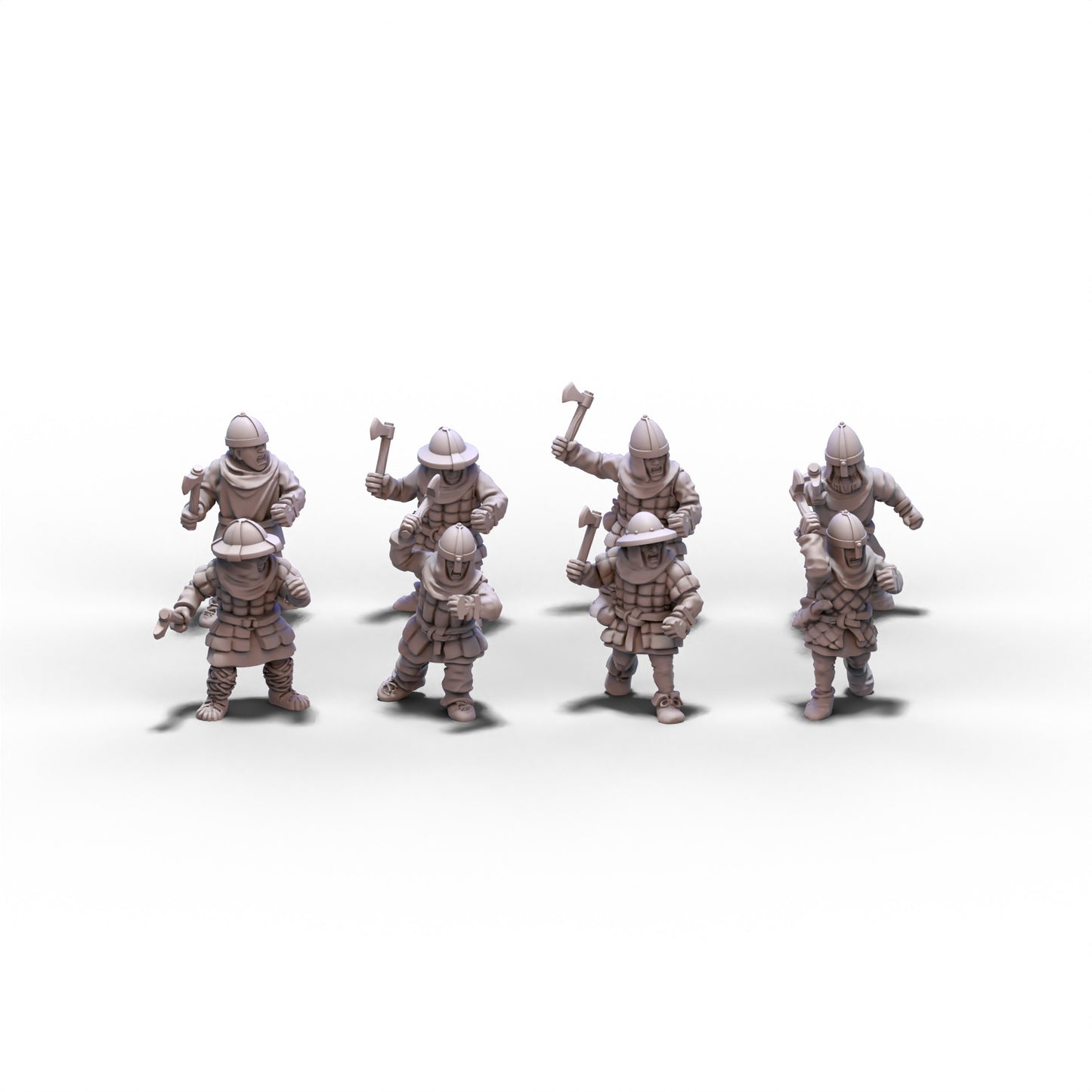 Medieval Unarmored Militia with Axes | 15mm/28mm miniatures