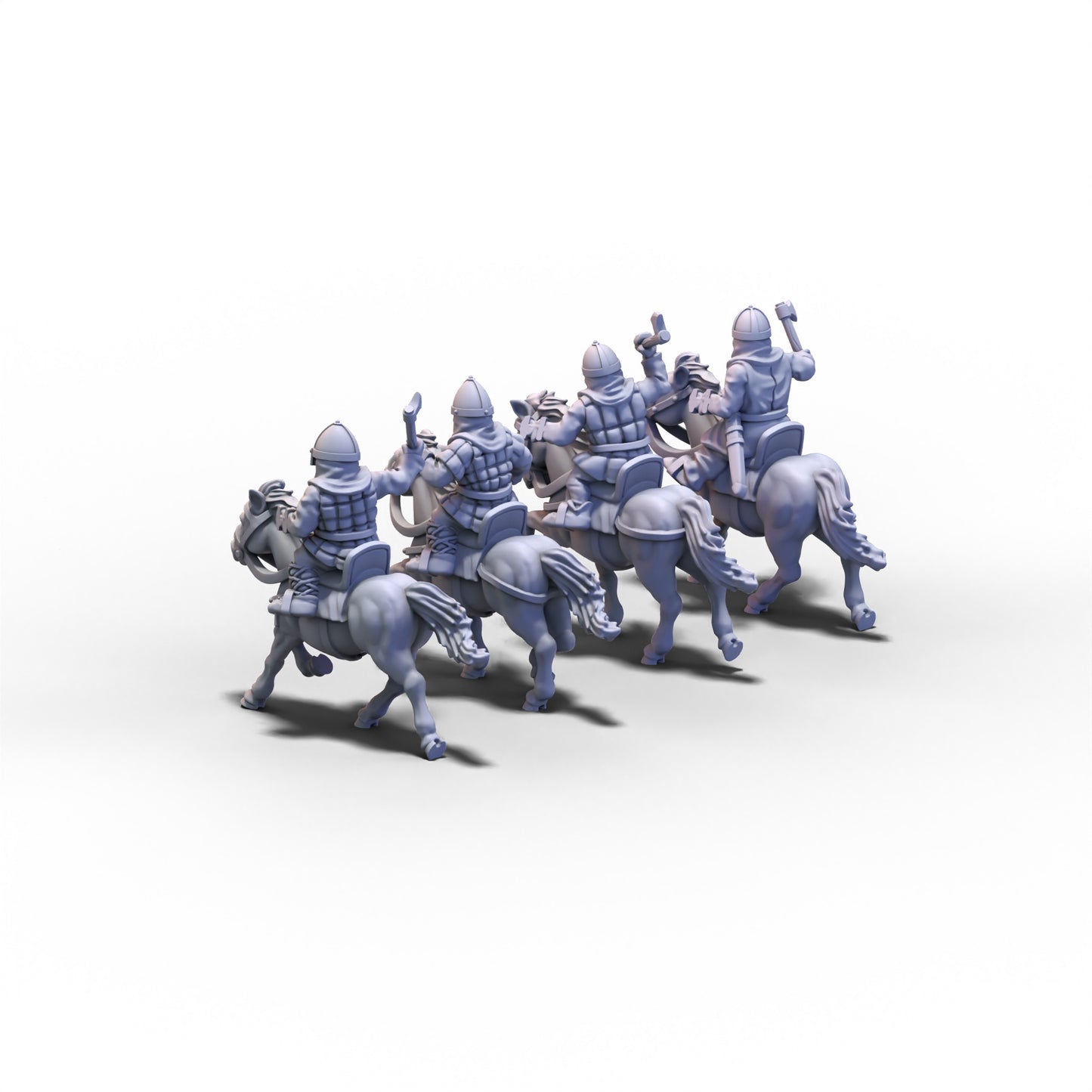 Medieval Unarmored Cavalry with Axes | 15mm/28mm miniatures