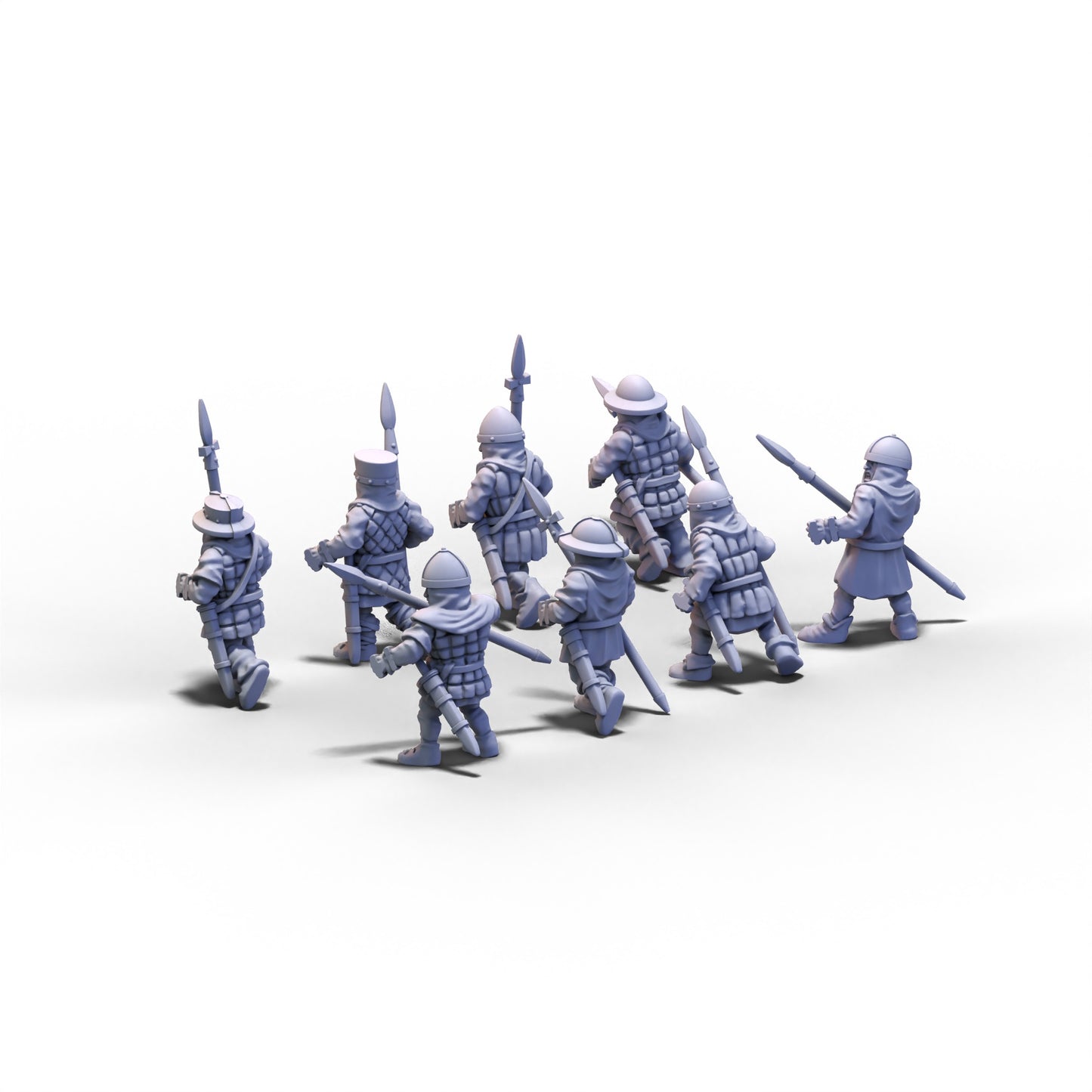 Medieval Unarmored Militia with Spears | 15mm/28mm miniatures