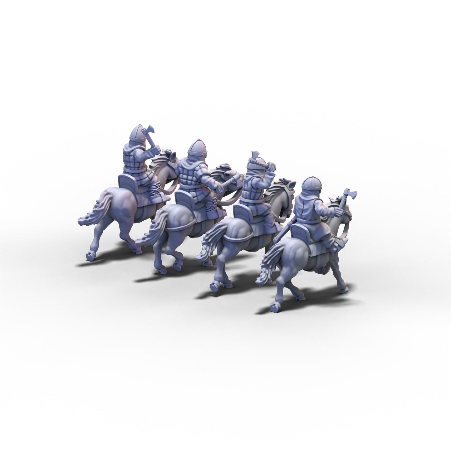 Medieval Unarmored Cavalry with Axes | 15mm/28mm miniatures