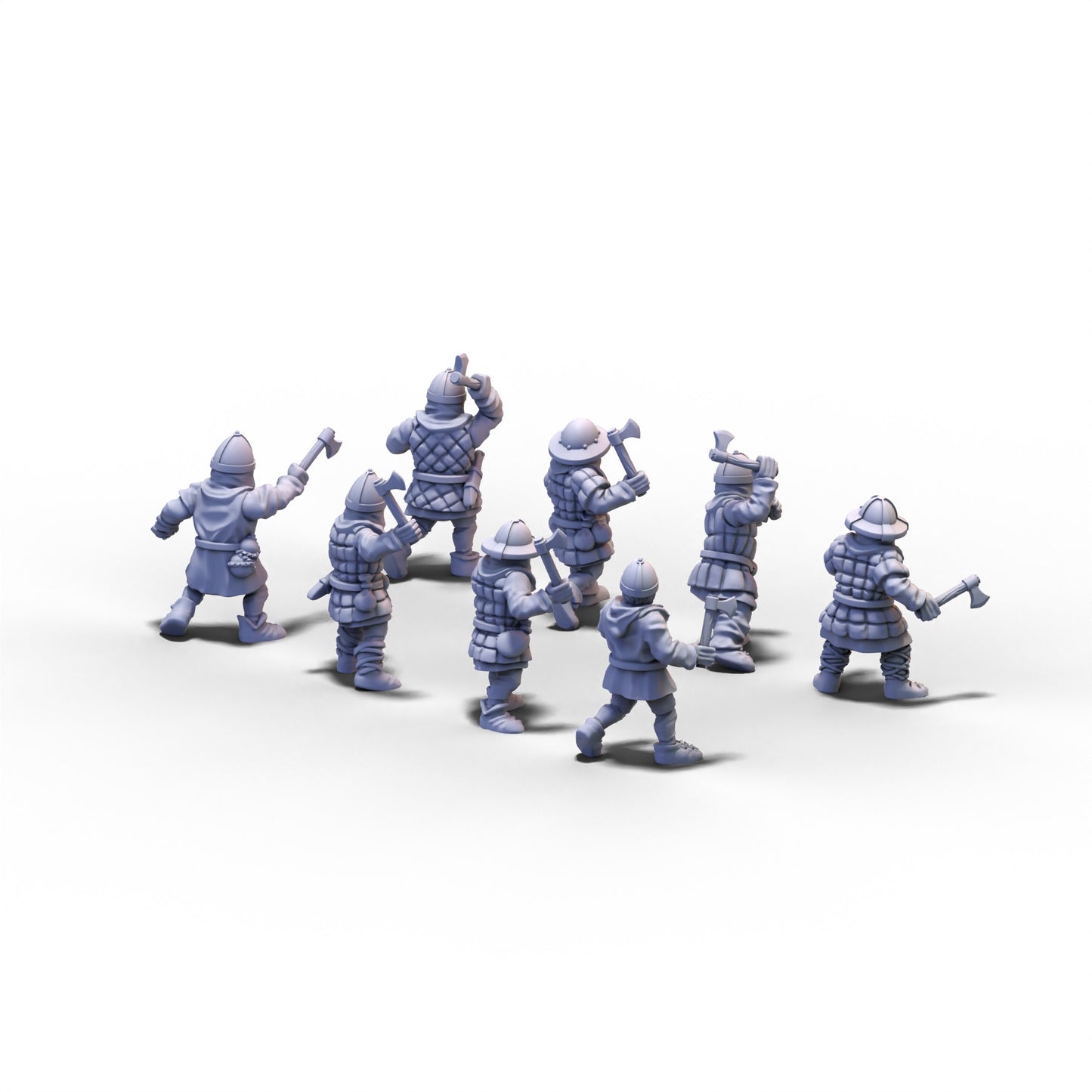 Medieval Unarmored Militia with Axes | 15mm/28mm miniatures