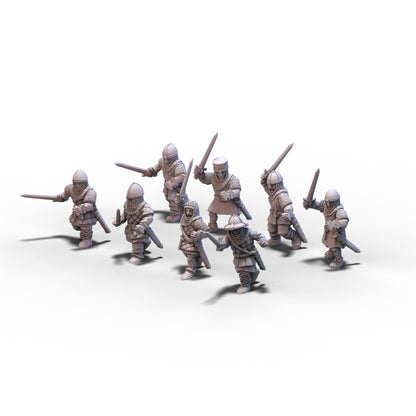 Medieval Armored Warriors with Swords | 15mm/28mm miniatures