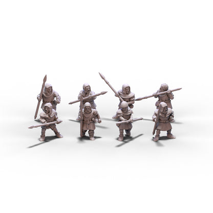 Medieval Peasants with Spears | 15mm/28mm miniatures