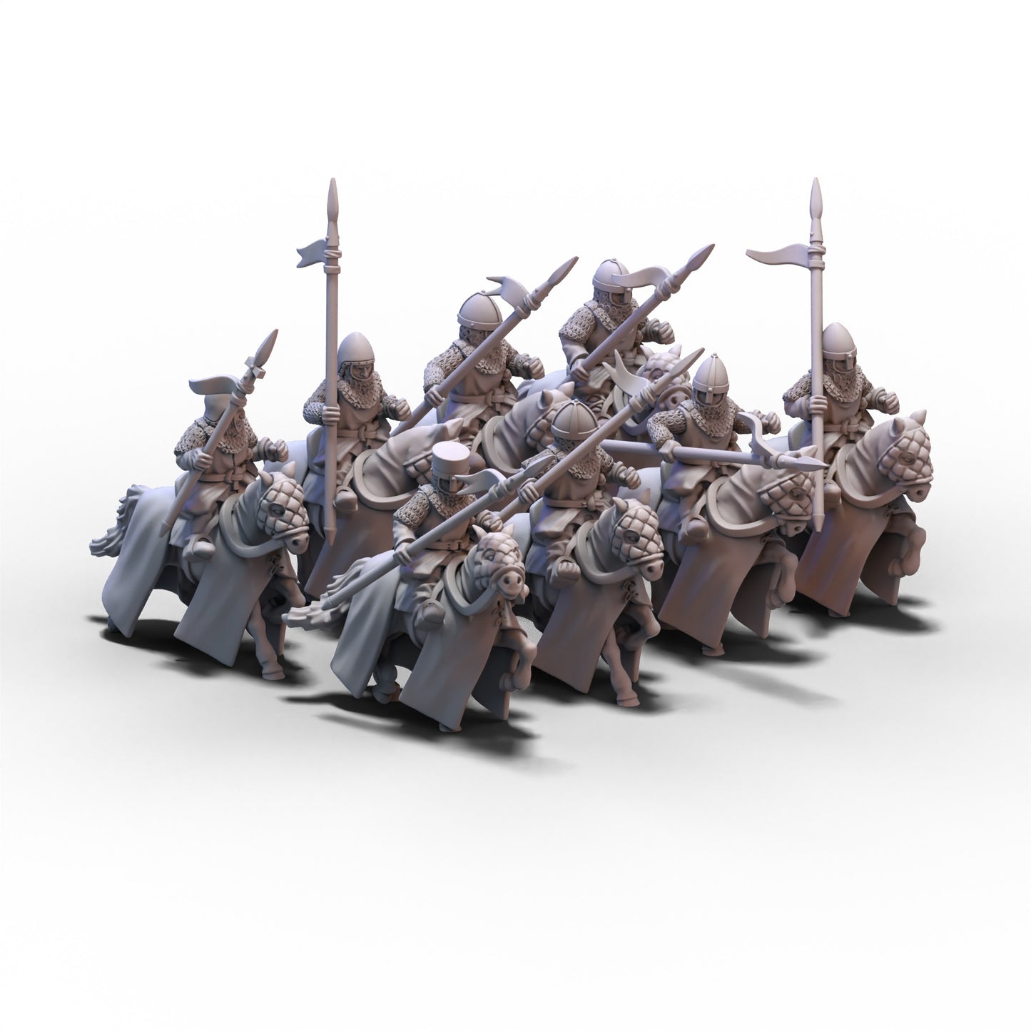 Medieval Armored Cavalry with Spears V2 | 15mm/28mm miniatures