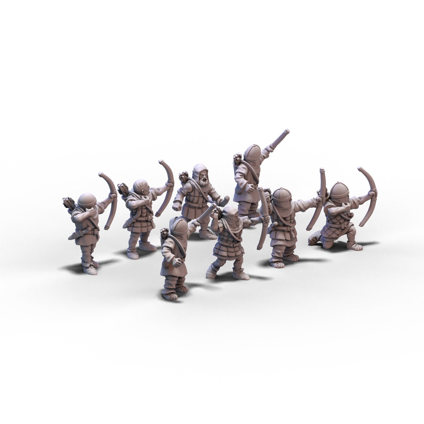 Medieval Unarmored Militia with Regular Bows | 15mm/28mm miniatures