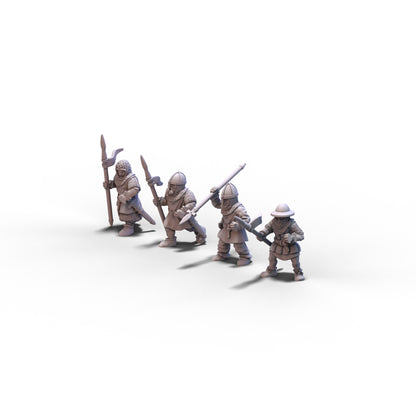 Medieval Armored Warriors with Spears | 15mm/28mm miniatures