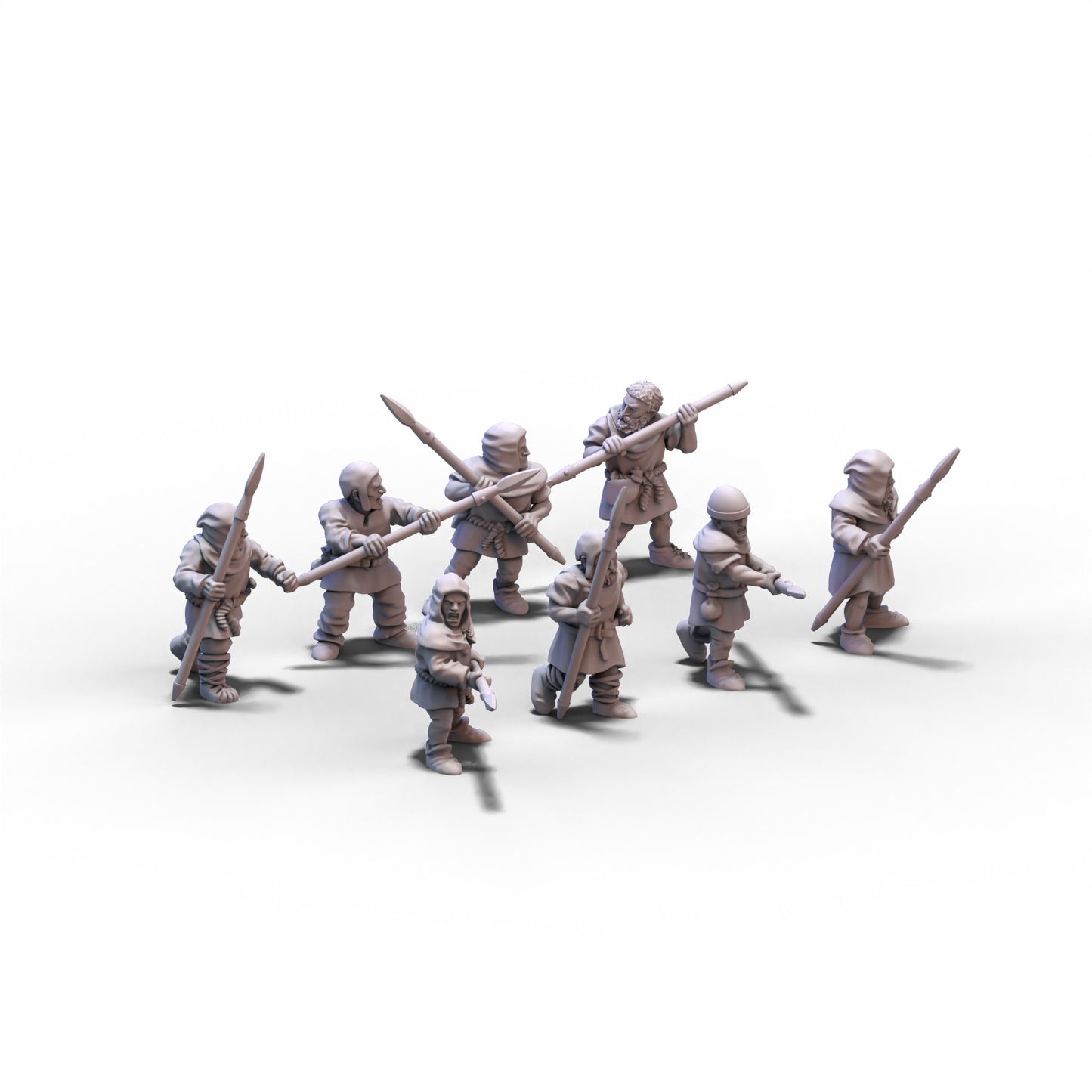 Medieval Peasants with Spears | 15mm/28mm miniatures