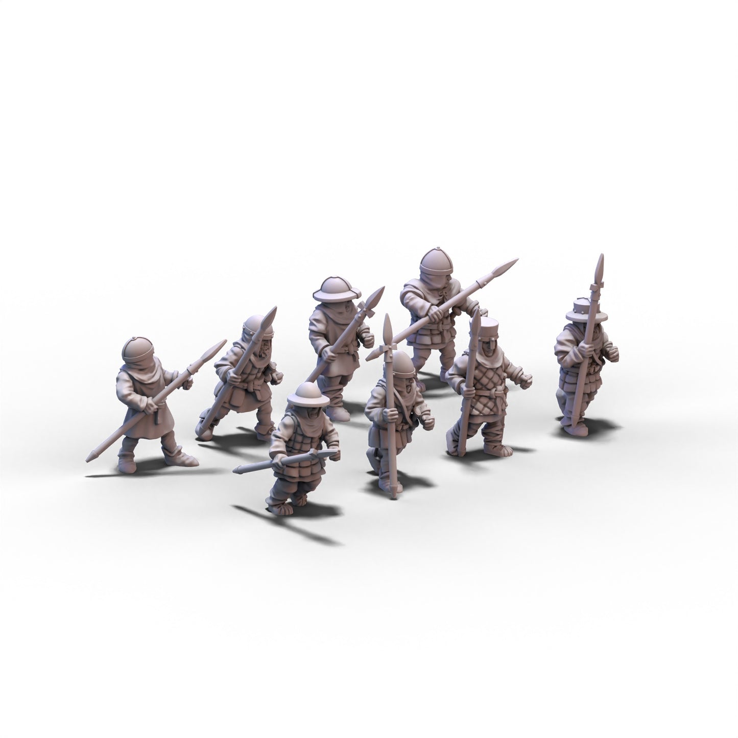 Medieval Unarmored Militia with Spears | 15mm/28mm miniatures