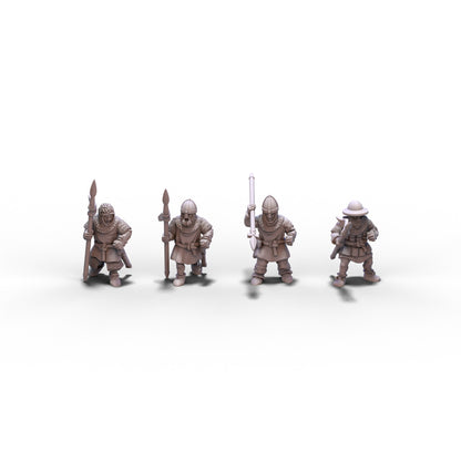 Medieval Armored Warriors with Spears | 15mm/28mm miniatures