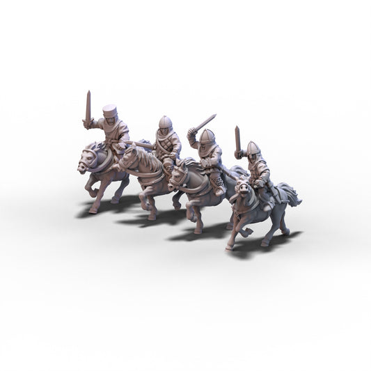 Medieval Unarmored Cavalry with Swords | 15mm/28mm miniatures