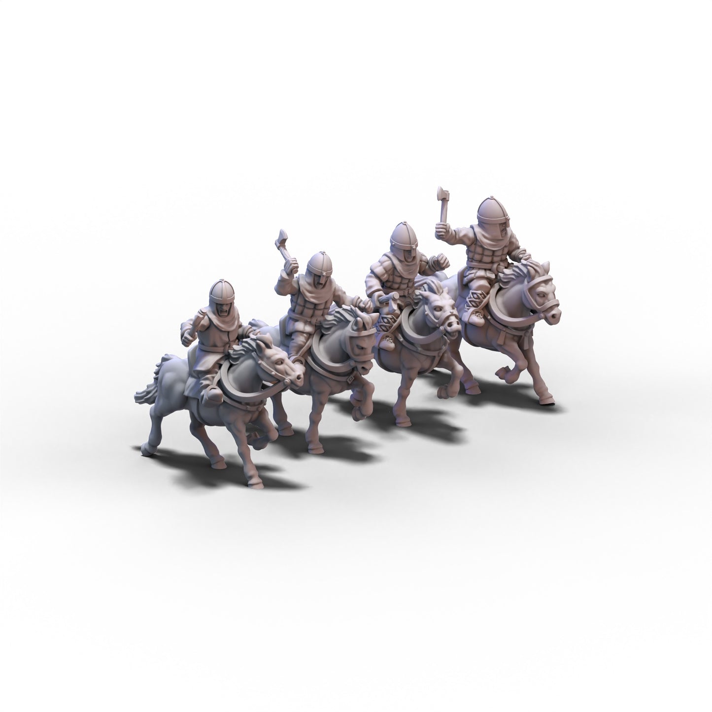 Medieval Unarmored Cavalry with Axes | 15mm/28mm miniatures