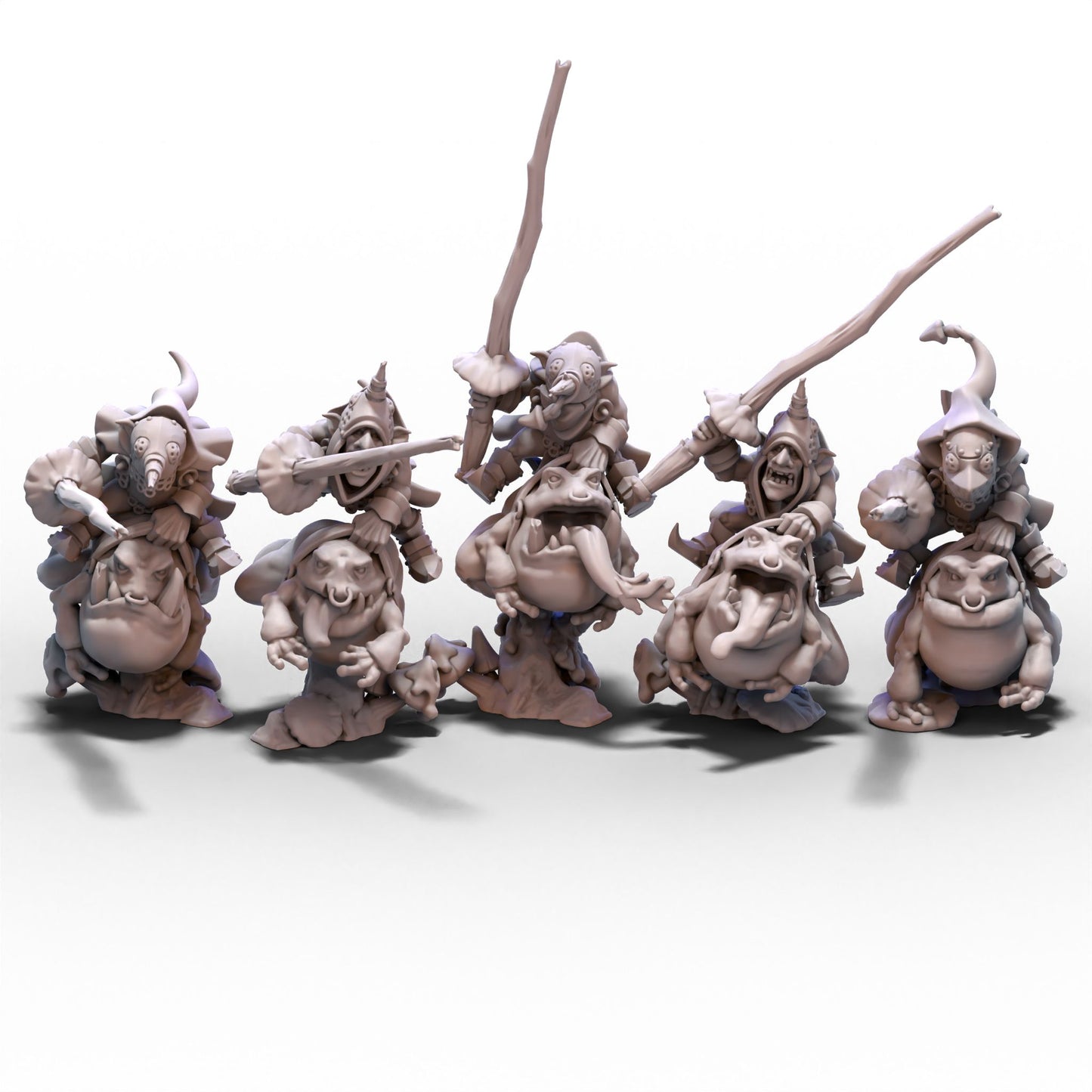 Goblin Tribes | Swamp Goblin Frog Riders with Sticks | 28mm/32mm