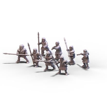 Medieval Peasants with Spears | 15mm/28mm miniatures