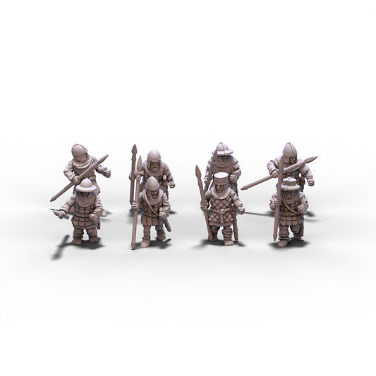 Medieval Unarmored Militia with Spears | 15mm/28mm miniatures