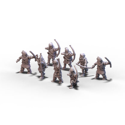 Medieval Unarmored Militia with Regular Bows | 15mm/28mm miniatures