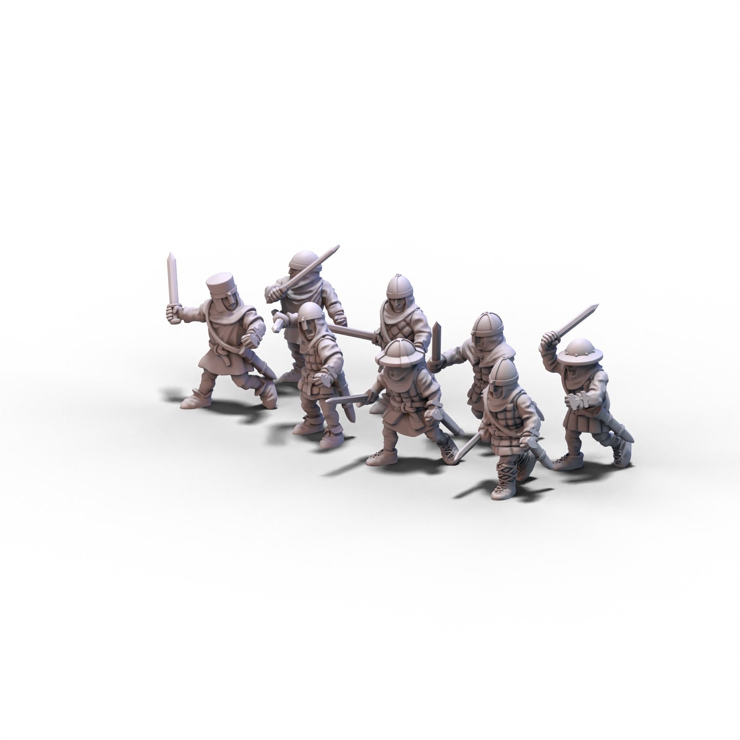 Medieval Unarmored Militia with Swords | 15mm/28mm miniatures