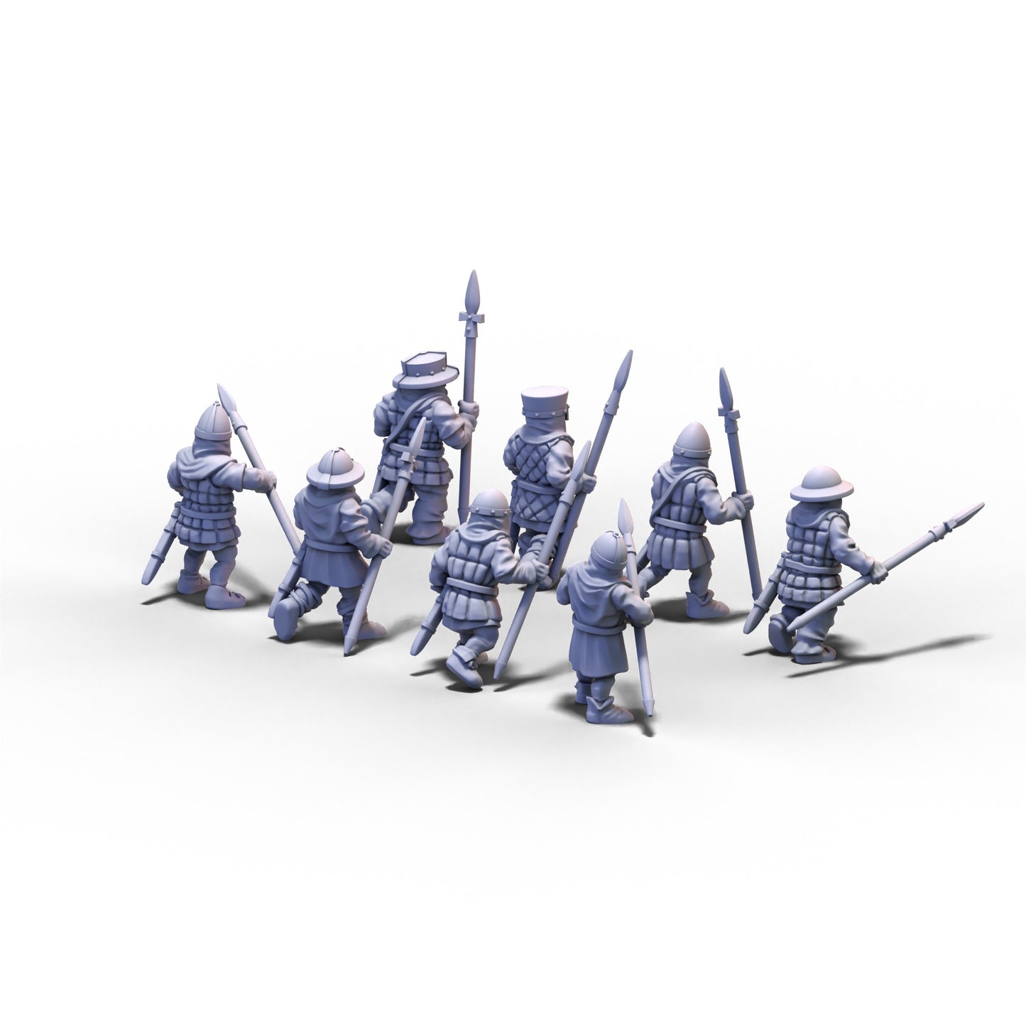 Medieval Unarmored Militia with Spears | 15mm/28mm miniatures