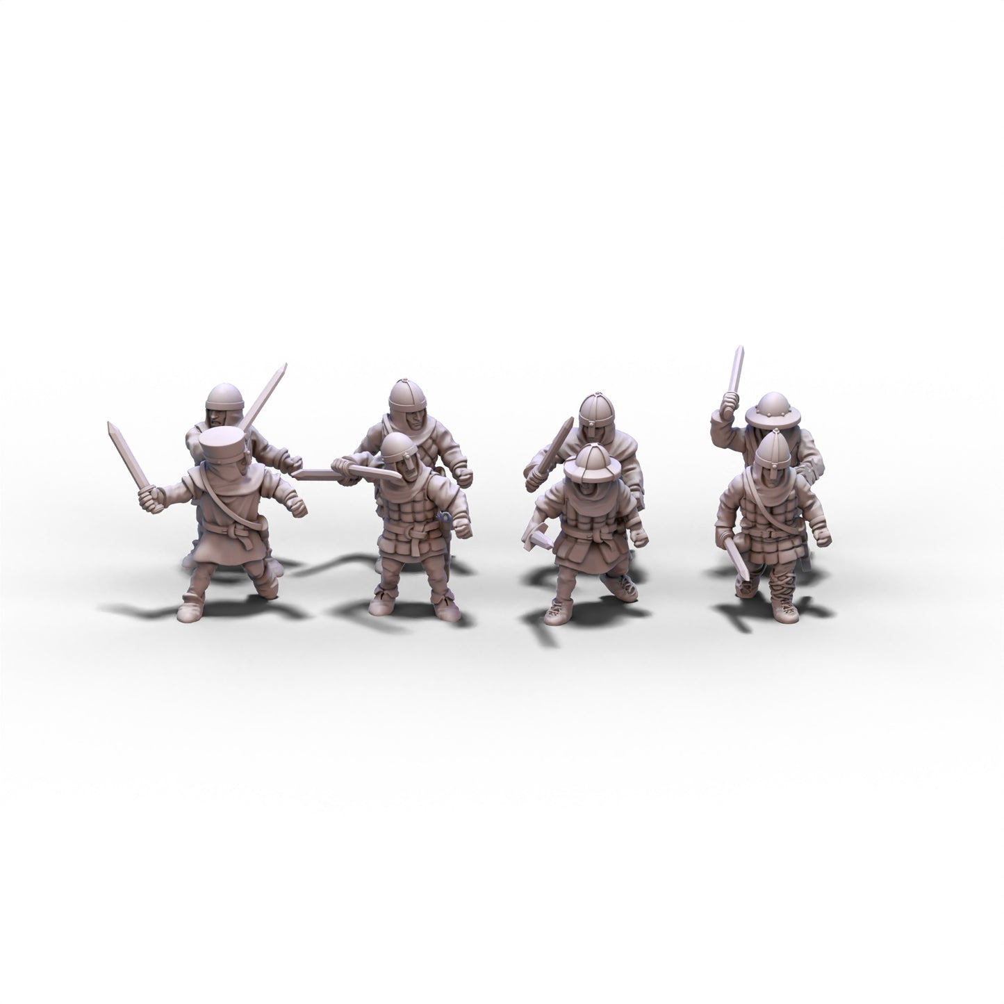 Medieval Unarmored Militia with Swords | 15mm/28mm miniatures