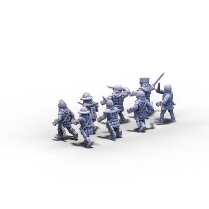 Medieval Unarmored Militia with Swords | 15mm/28mm miniatures