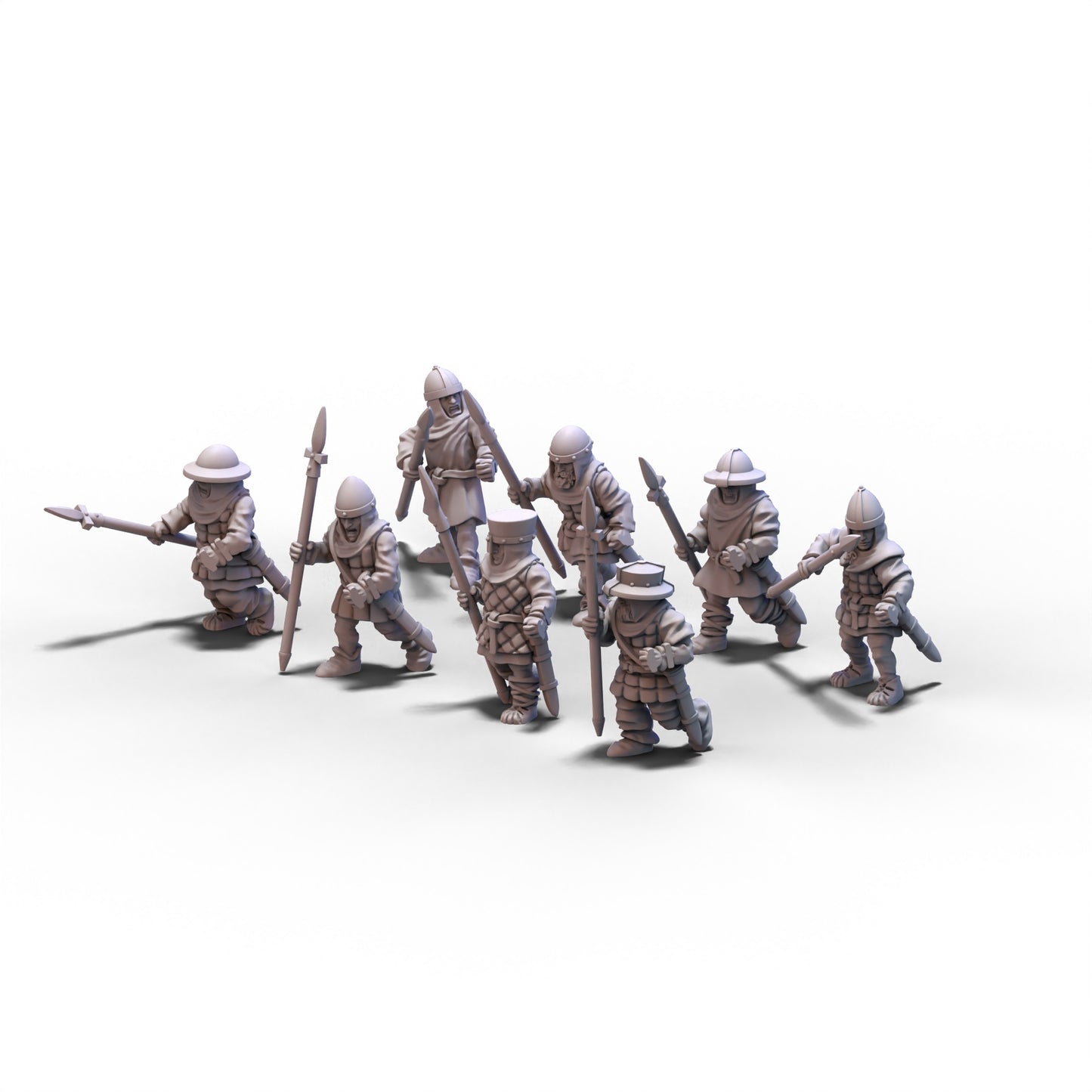 Medieval Unarmored Militia with Spears | 15mm/28mm miniatures