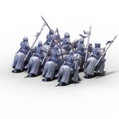 Medieval Armored Cavalry with Spears V3 | 15mm/28mm miniatures