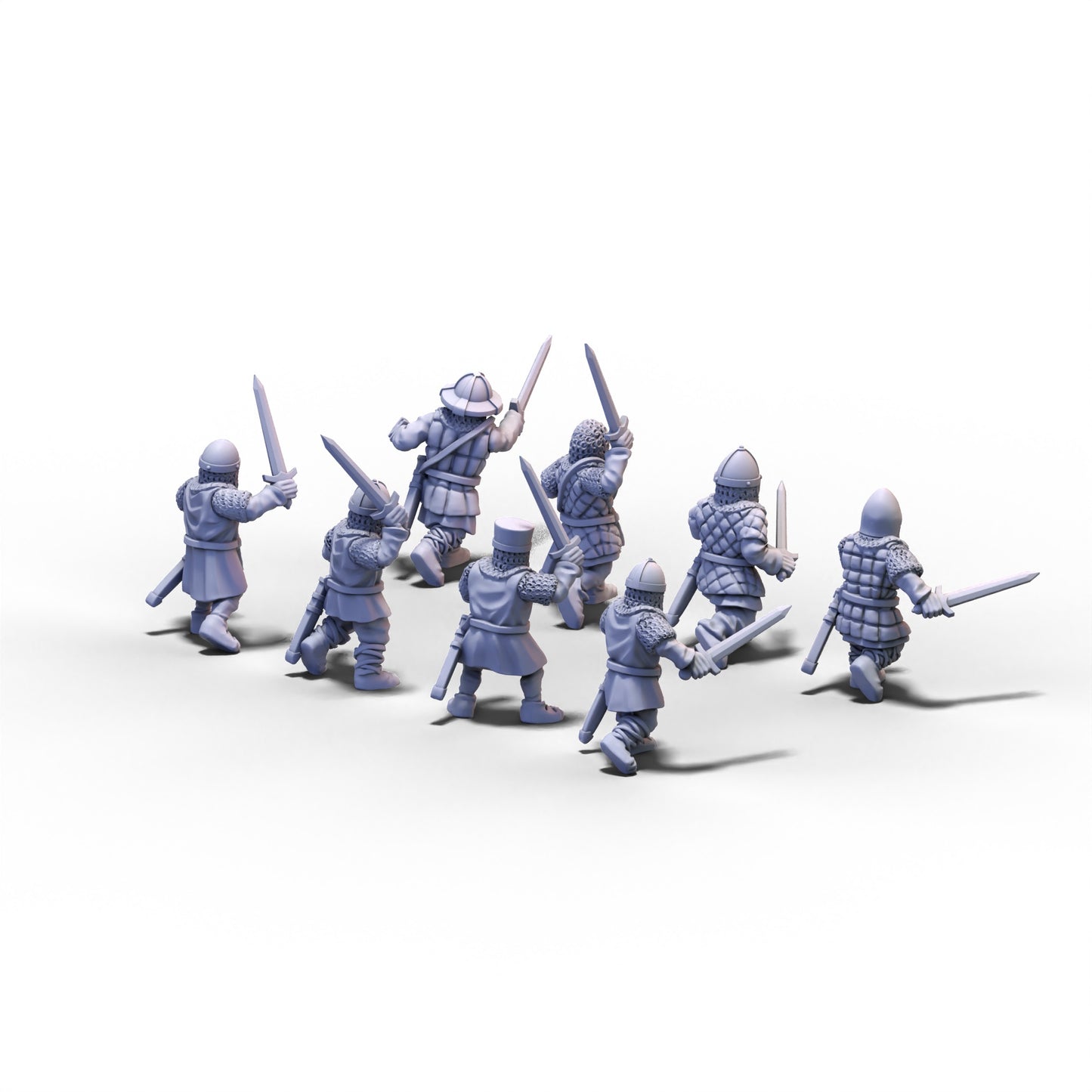 Medieval Armored Warriors with Swords | 15mm/28mm miniatures