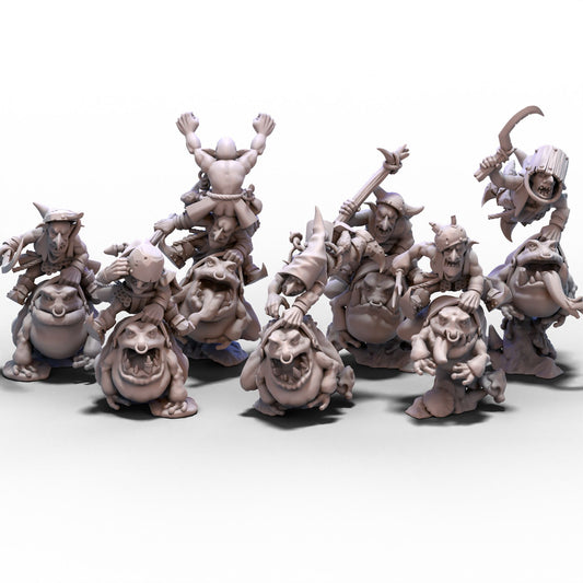 Goblin Tribes | Swamp Goblin Frog Riders | 28mm/32mm