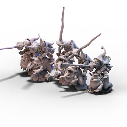 Goblin Tribes | Swamp Goblin Frog Riders with Sticks | 28mm/32mm