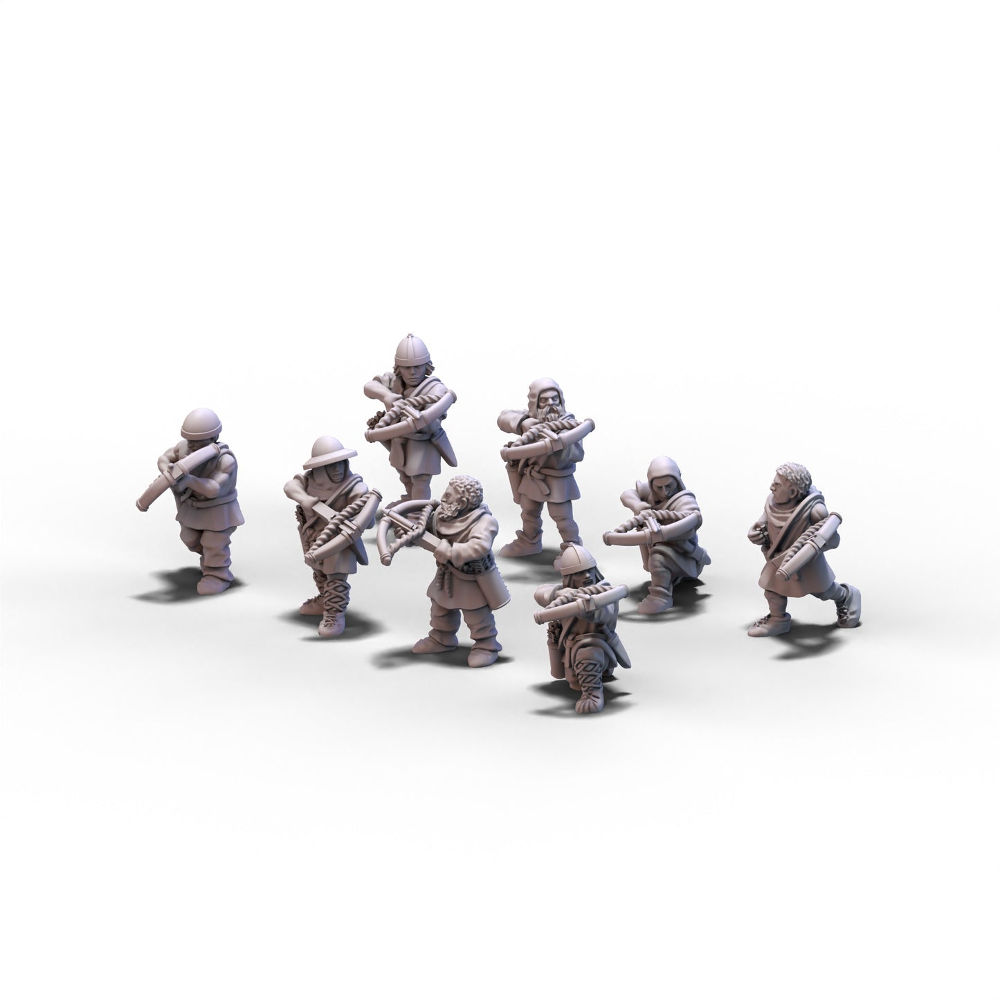 Medieval Unarmored Militia with Crossbows | 15mm/28mm miniatures