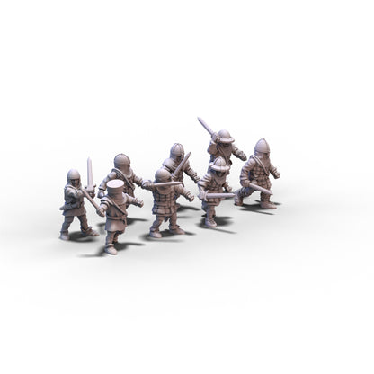 Medieval Unarmored Militia with Swords | 15mm/28mm miniatures