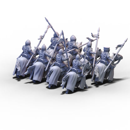 Medieval Armored Cavalry with Spears V2 | 15mm/28mm miniatures