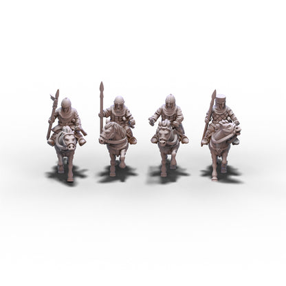 Medieval Unarmored Cavalry with Spears | 15mm/28mm miniatures