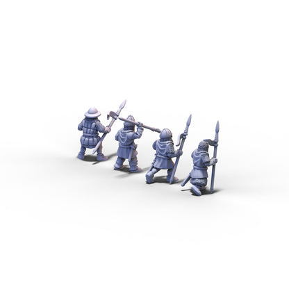 Medieval Armored Warriors with Spears | 15mm/28mm miniatures