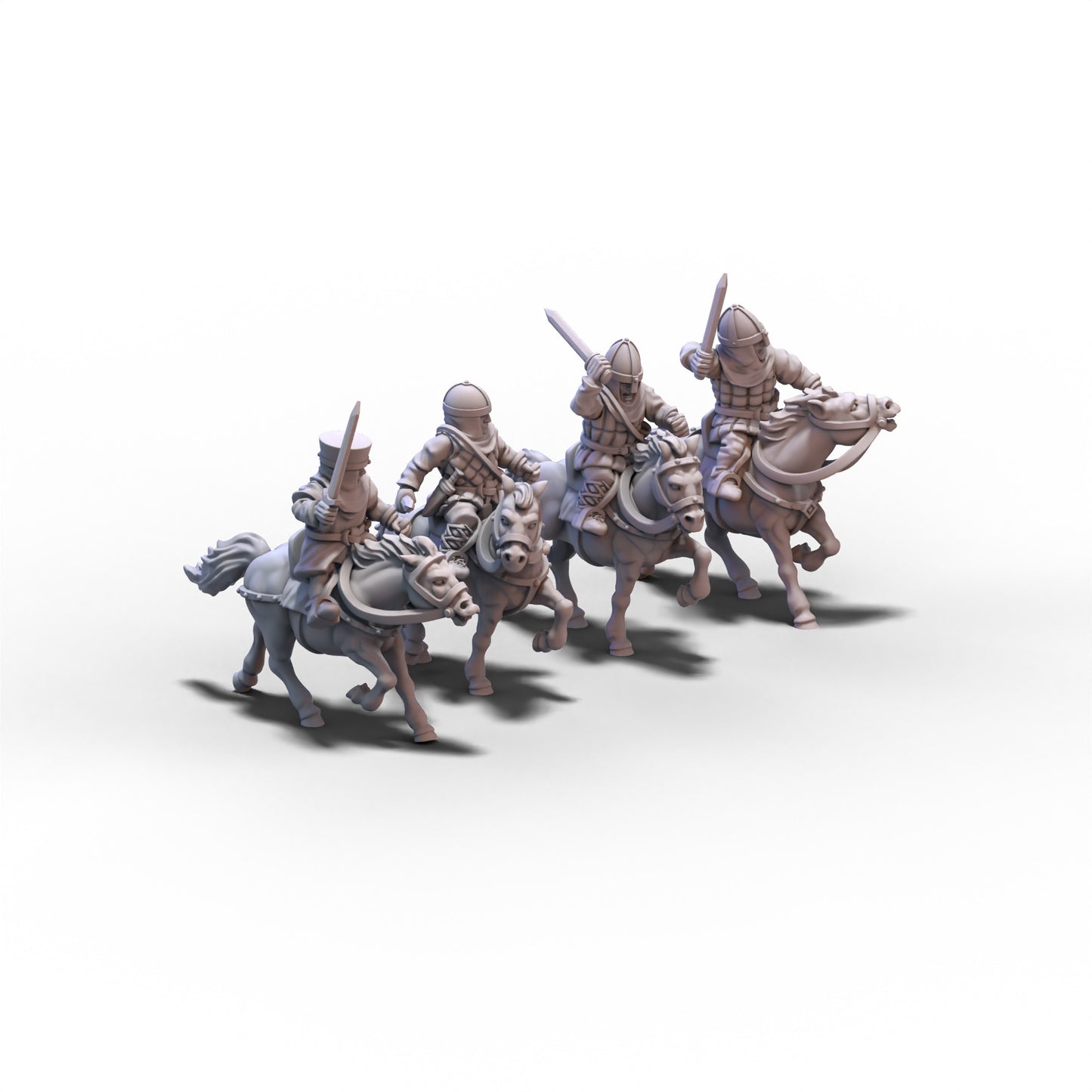 Medieval Unarmored Cavalry with Swords | 15mm/28mm miniatures